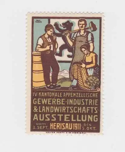 seltene Vignette Gewerbe Ind. & Landwirtschaftsausstellung Herisau 1911 (94570)