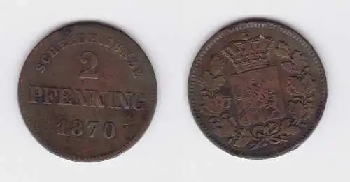 2 Pfennig Kupfer Münze Bayern 1870 (119197)