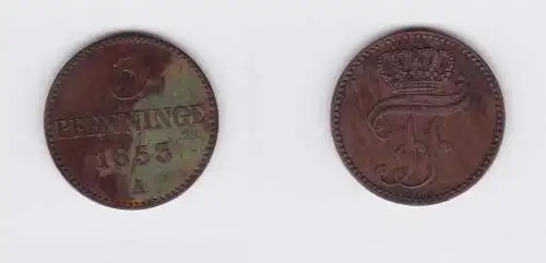 3 Pfennige Kupfer Münze Mecklenburg Schwerin 1853 A (119327)