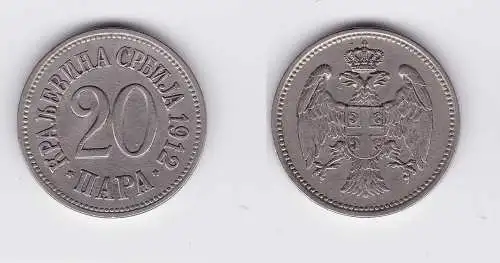 20 Para Kupfer Nickel Münze Serbien 1912 (118467)