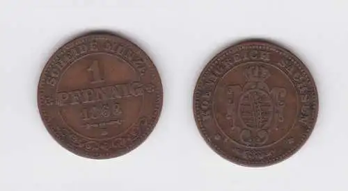 1 Pfennig Kupfer Münze Sachsen 1863 B (119290)