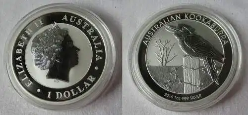 1 Dollar Silbermünze Australien Kookaburra 2016 Stempelglanz (134188)