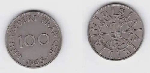 100 Franken Kupfer Nickel Münze Saarland 1955 (143418)