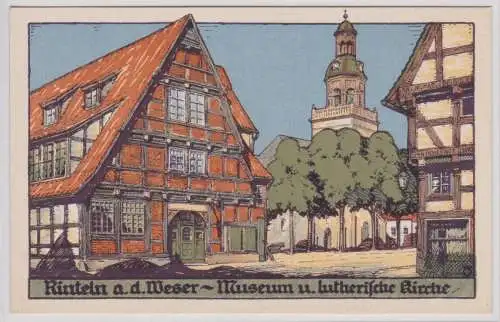 903034 Künstler Ak Rinteln an der Weser Museum und Lutherische Kirche um 1910