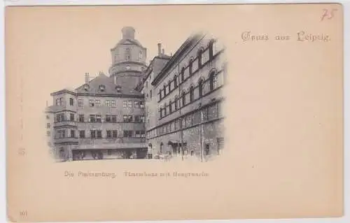 03964 Ak Gruss aus Leipzig - Die Pleissenburg - Thurmhaus mit Hauptwache