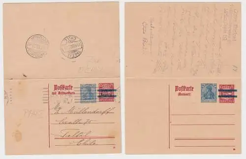 81407 DR Ganzsachen Postkarte P134I/02 nach Chile 1921