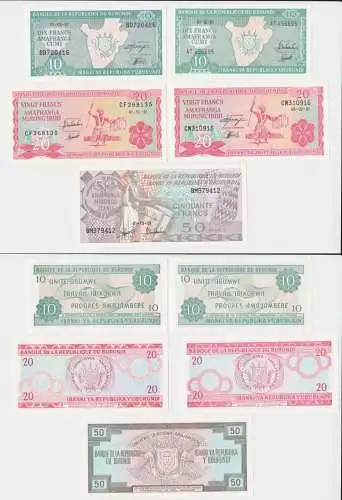 10 bis 50 Francs Banknoten Banque de la Republique du Burundi 1991/1997 (119588)