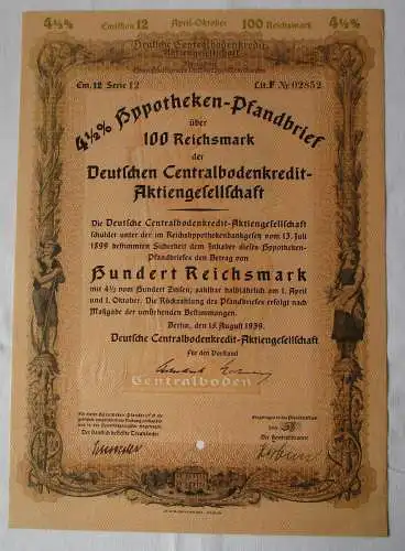 100 Reichsmark Deutsche Centralbodenkredit AG Berlin 1939 (140142)