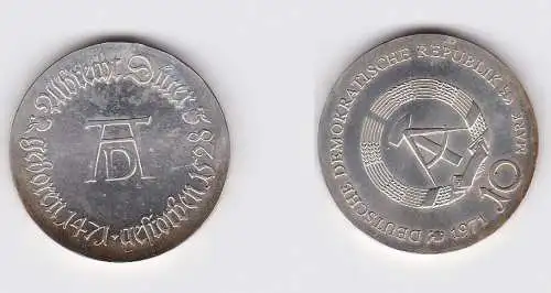 DDR Gedenk Silber Münze 10 Mark Albrecht Dürer 1971 Stempelglanz (128349)