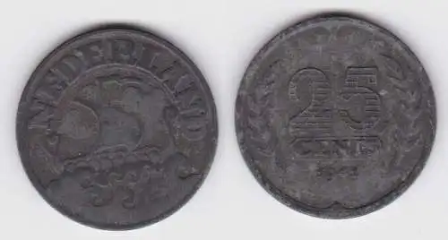 25 Cents Zink Münze Niederlande 1941 Wikingerschiff (123543)