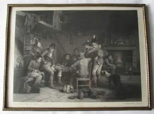 seltener Bilderrahmen Sir David Wilkie Gemälde Village Recruits um 1850 (122512)