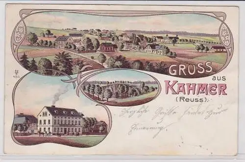 88709 Ak Lithographie Gruss aus Kahmer (Reuss) Gasthof usw. 1906