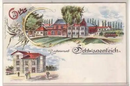 42357 Gruß vom Restaurant Schwanenteich Mühlhausen 1910