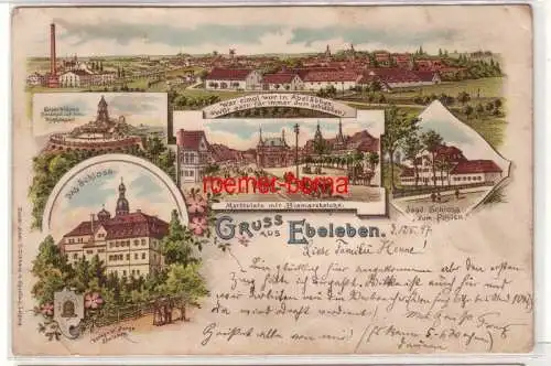 80121 Ak Lithografie Gruss aus Ebeleben Jagdschloss 'Zum Possen' usw. 1897