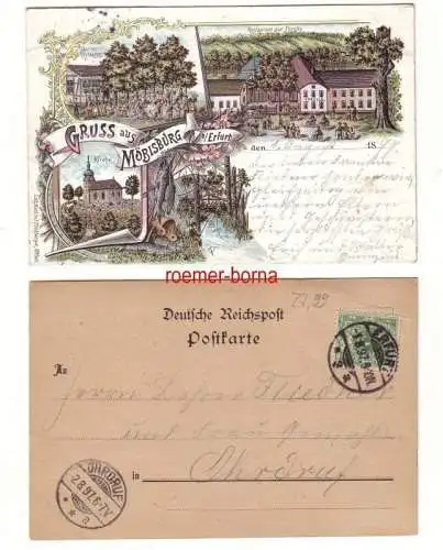 79468 Ak Lithografie Gruss aus Möbisburg b. Erfurt Restaurant zur Forelle 1897