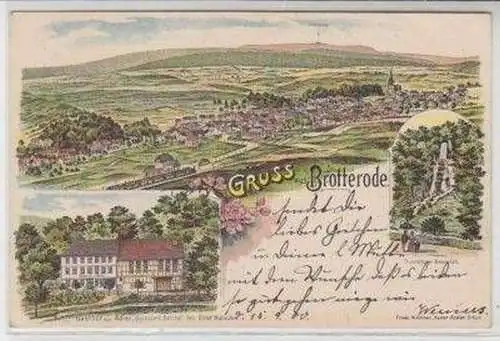 30914 Ak Lithographie Gruß aus Brotterode Gasthof 1900