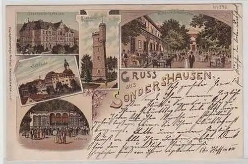 56199 Ak Lithographie Gruß aus Sondershausen Hotel usw. 1901