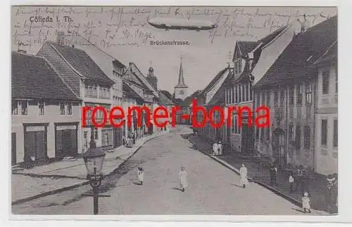 82931 Ak Cölleda in Th. Zeppelin über der Brückenstraße 1914