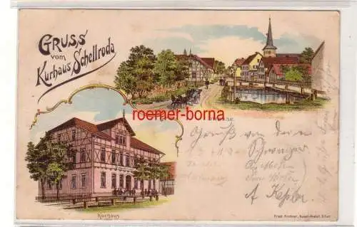 79900 Ak Lithografie Gruss vom Kurhaus Schellroda Kurhaus u. Straßenansicht 1901