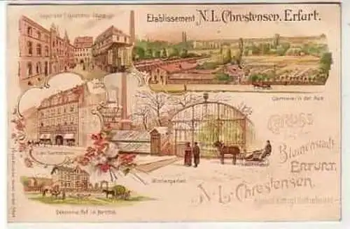 40186 Ak Lithographie Gruss aus Erfurt um 1900