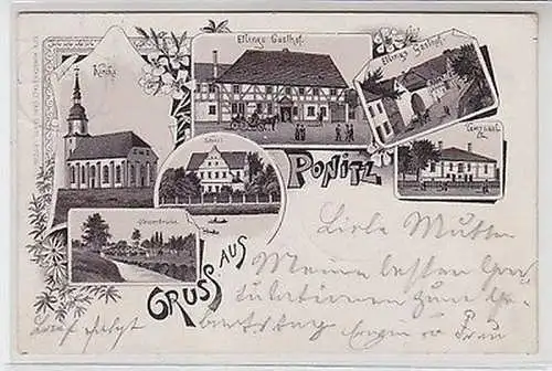 61398 Ak Lithographie Gruß aus Ponitz S.-A. um 1900