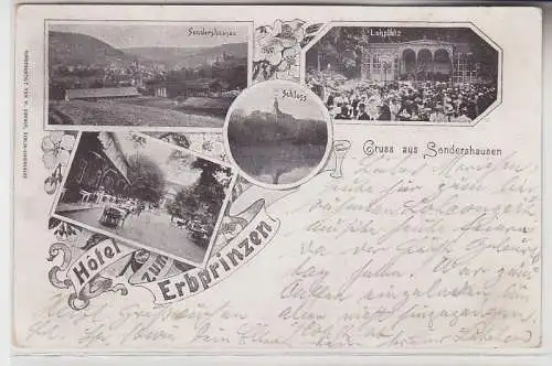 71632 Mehrbild Ak Gruß aus Sondershausen Hotel zum Erbprinzen 1900