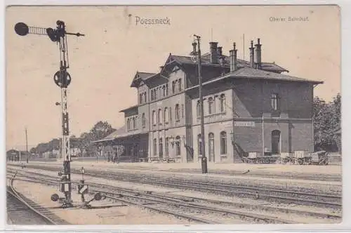 98214 Ak Pössneck oberer Bahnhof 1906