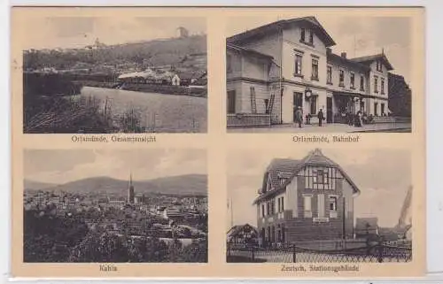 82605 Mehrbild Ak Orlamünde Bahnhof, Zeutsch Stationsgebäude 1914