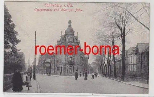 73199 Ak Sonneberg in Thüringen Georgstrasse und Coburger Allee um 1910