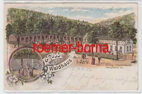 82858 Ak Lithographie Gruß aus dem Waldhaus bei Gera 1902