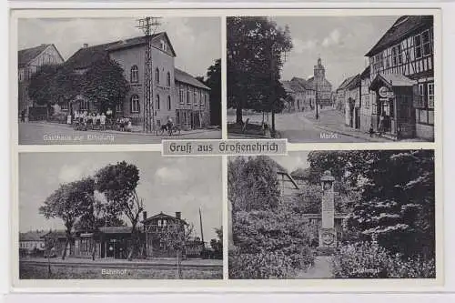 86300 Mehrbild AK Gruß aus Großenehrich - Markt, Gasthaus, Bahnhof & Denkmal