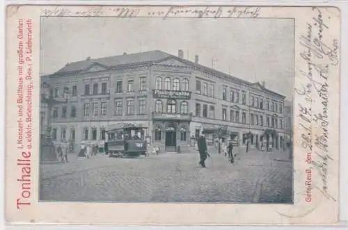 31694 Ak Gera Reuß Strassenbahn vor Etablissement 'Tonhalle' 1907