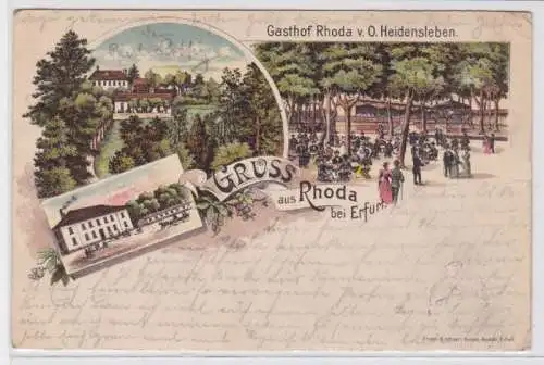 95171 Ak Lithographie Gruß aus Rhoda bei Erfurt Gasthof 1901