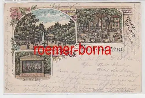 74222 Ak Lithografie Gruss aus Nordhausen (Gehege) Restaurant Messerschmidt 1903