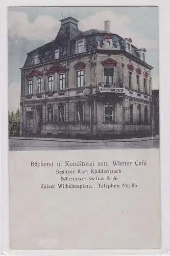 88420 Ak Meuselwitz Bäckerei und Konditorei zum Wiener Cafè um 1910