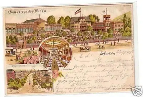 20600 Ak Lithographie Gruß von der Flora Erfurt 1898