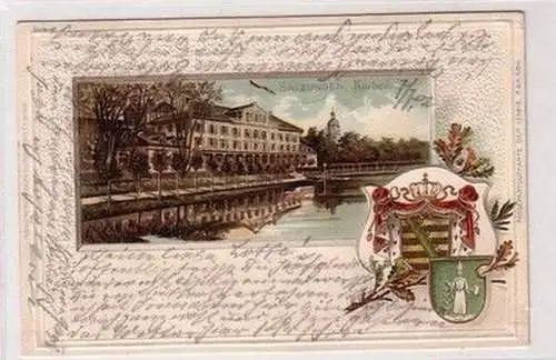 58535 Präge Ak Lithographie Salzungen Kurhaus 1902