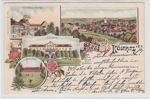 68830 Ak Lithographie Gruss aus Bad Köstritz 1898