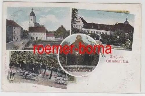 75223 Mehrbild Ak Gruß aus Ehrenhain S.-A. Gasthof, Kirche, Schloß 1913