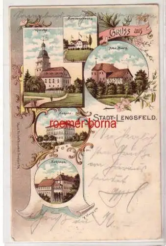 74152 Ak Lithographie Gruss aus Stadt-Lengsfeld Schloss, Schule usw. 1898