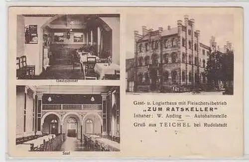 55856 Mehrbild Ak Gruß aus Teichel bei Rudolstadt Gasthaus 1928