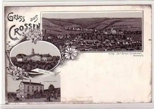 57591 Mehrbild-Ak Gruss aus Crossen Deutsches Haus, Schloss, Totale um 1900