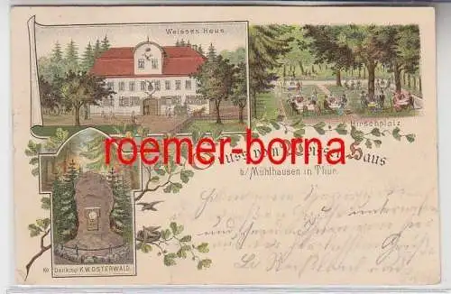 79441 Ak Lithographie Gruß vom weissen Haus bei Mühlhausen in Thüringen 1898