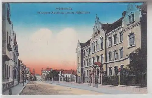 68225 Ak Zeulenroda Schopper Straße mit neuem Schulhaus 1918