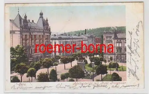 82876 Ak Gera Adelheidplatz mit Hotel Frommater 1904