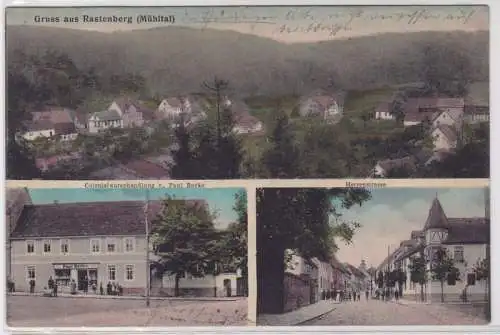 92066 AK Gruss aus Rastenberg (Mühltal) - Colonialwarenhandlung, Herrenstr. 1912