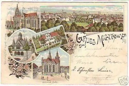 14061 Ak Lithographie Gruss aus Mühlhausen in Th. 1897