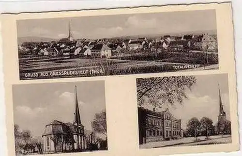 50657 Mehrbild Ak Gruss aus Grossrudestedt Totalansicht Kirche Schule um 1930