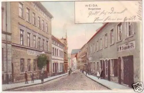 23285 Ak Weida Burgstrasse mit Hotel 1904