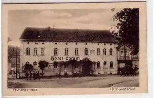 43921 Ak Tambach in Thüringen Hotel zum Lamm um 1920